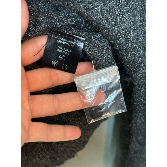 Foreign Exchange Men's' XL Mohair Blend Gray Henley LS Patch Elbow Sweater NWOT - Picture 9 of 10